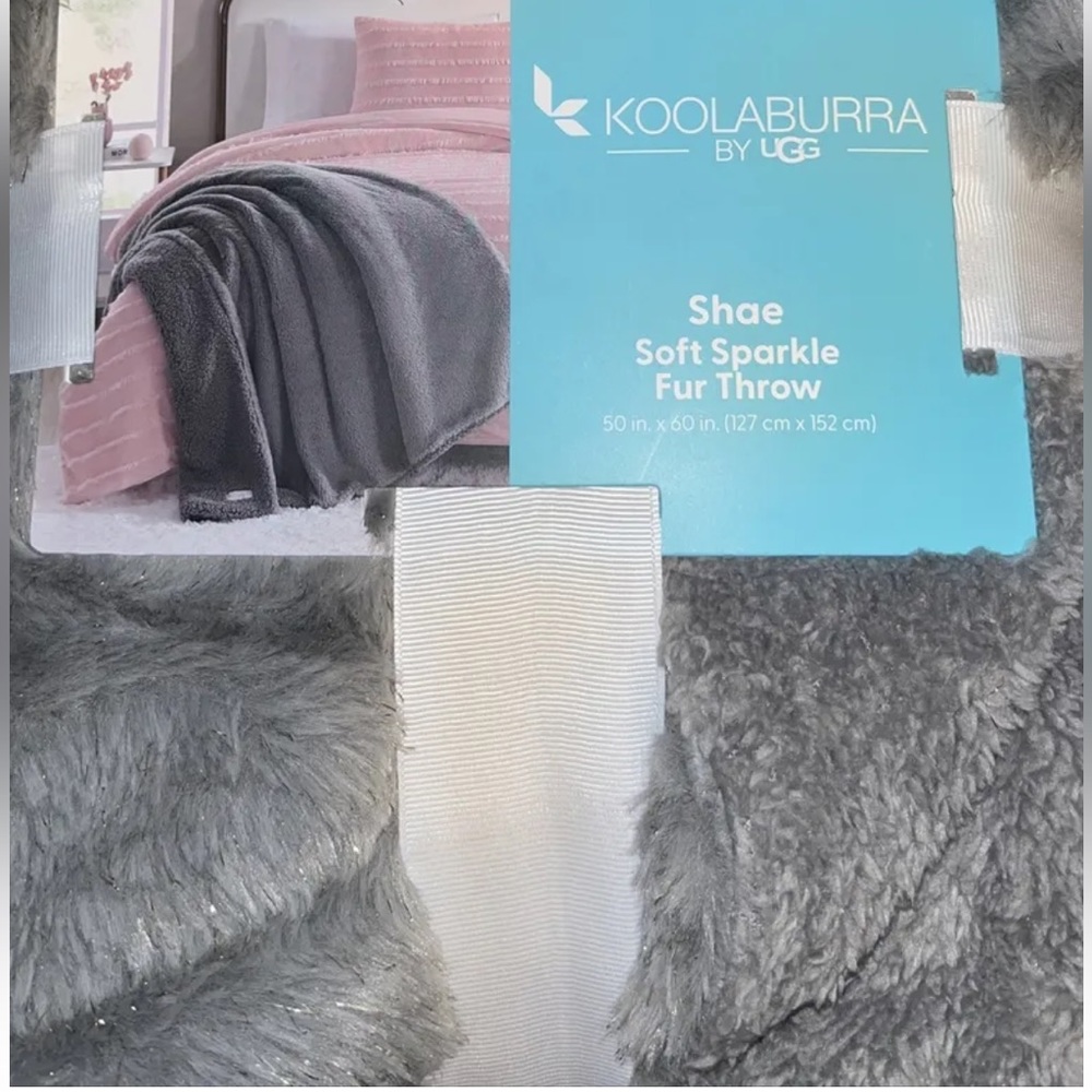 KOOLABURRA SO Soft gold Sparkle Throw 50 X 60 in. Metallic faux fur SHAE BLANKET